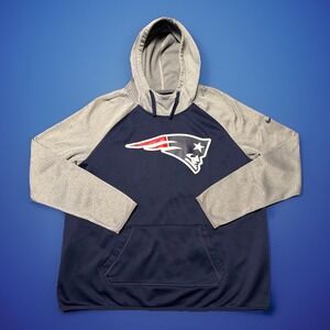 New England Patriots Sweatshirt Hoodie Mens XL Blue NFL Football Nike Therma Fit